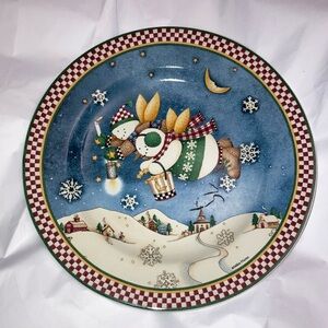 Vintage 2001 Debbie Mumm Snow Angel Village Plate Sakura Oneida 8" EUC